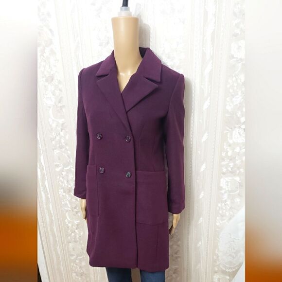 Banana Republic Classic Coat NWT  Dark Purple Color - Picture 1 of 9